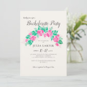 Pink Green Rose Flowers Garden Bachelorette Party 招待状 (スタンド正面)
