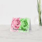 Pink & Green Roses Congratulations Card カード (正面)