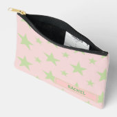 Pink Green Stars Pattern Constellation Pencil Case アクセサリーポーチ (見開き)