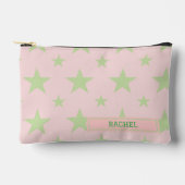 Pink Green Stars Pattern Constellation Pencil Case アクセサリーポーチ (正面)