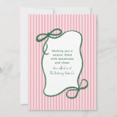 Pink Green Striped Bow Christmas Bakery Business シーズンカード (正面)