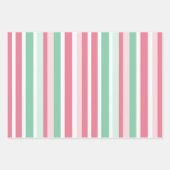 Pink Green Stripes Christmas ラッピングペーパーシート (正面)