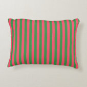 Pink Green Stripes,Lovely,Modern, Simple, Trendy アクセントクッション (裏面)