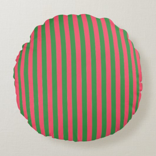 Pink Green Stripes,Lovely,Modern, Simple, Trendy ラウンドクッション (正面)