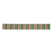 Pink Green Stylish Stripes Pattern Design  サテンリボン (正面)