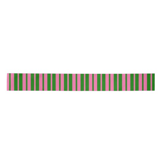 Pink Green Stylish Stripes Pattern Design  サテンリボン (正面)