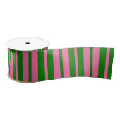 Pink Green Stylish Stripes Pattern Design  サテンリボン (リール)