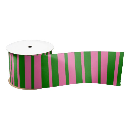 Pink Green Stylish Stripes Pattern Design サテンリボン (リール)