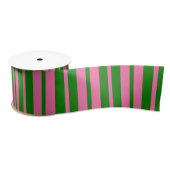 Pink Green Stylish Stripes Pattern Design  サテンリボン