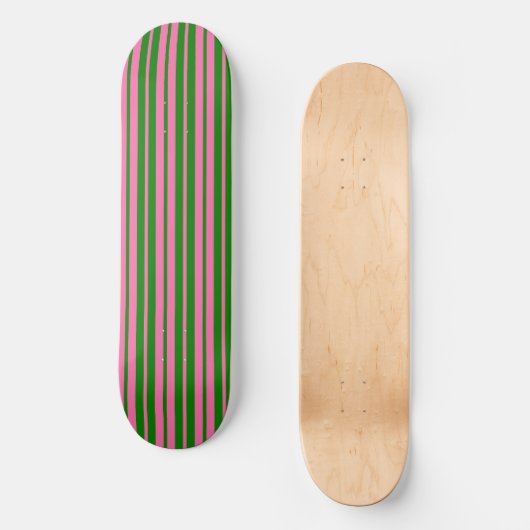 Pink Green Stylish Stripes Pattern Design  スケートボード (正面)