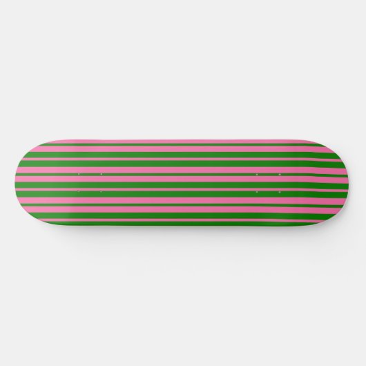 Pink Green Stylish Stripes Pattern Design  スケートボード (横)