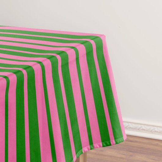 Pink Green Stylish Stripes Pattern Design  テーブルクロス