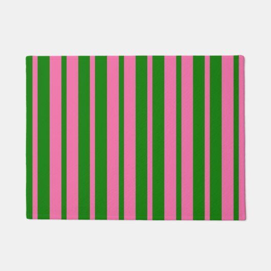 Pink Green Stylish Stripes Pattern Design  ドアマット (正面)