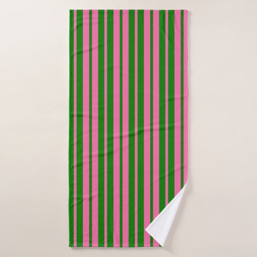 Pink Green Stylish Stripes Pattern Design  バスタオル (バスタオル)