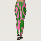 Pink Green Stylish Stripes Pattern Design  レギンス (裏面)