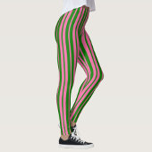 Pink Green Stylish Stripes Pattern Design  レギンス