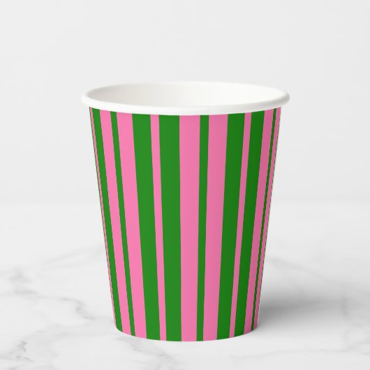 Pink Green Stylish Stripes Pattern Design  紙コップ (裏面)