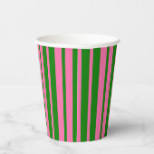 Pink Green Stylish Stripes Pattern Design  紙コップ (右)