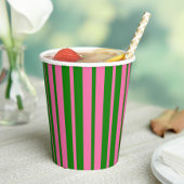 Pink Green Stylish Stripes Pattern Design  紙コップ