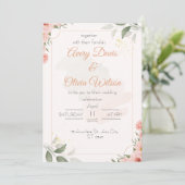Pink & Green Watercolor Floral Wedding Invitation 招待状 (スタンド正面)