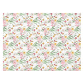 Pink Green Watercolor Wildflower テーブルクロス (正面(横))