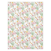 Pink Green Watercolor Wildflower テーブルクロス (正面)