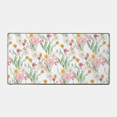 Pink Green Watercolor Wildflower デスクマット (正面)