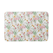 Pink Green Watercolor Wildflower バスマット (正面)