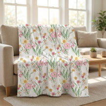 Pink Green Watercolor Wildflower