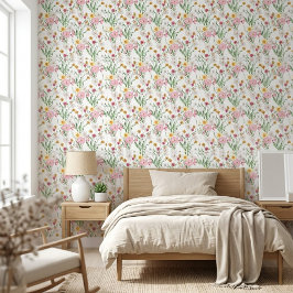 Pink Green Watercolor Wildflower 壁紙