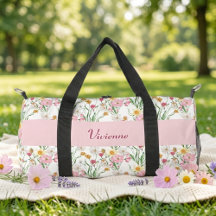 Pink Green Watercolor Wildflower Monogram