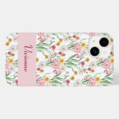 Pink Green Watercolor Wildflower Name Case-Mate iPhoneケース (裏面 (横))