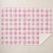 Pink Green White Plaid Stripes  シェルパブランケット (正面(横))