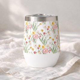 Pink Green Wildflower Watercolor