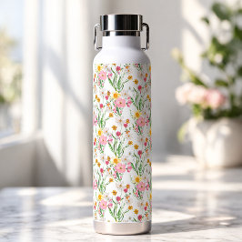 Pink Green Wildflower Watercolor ウォーターボトル