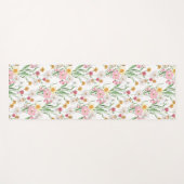 Pink Green Wildflower Watercolor ヨガマット (正面(横))