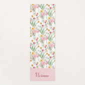 Pink Green Wildflower Watercolor Custom Name ヨガマット (正面)