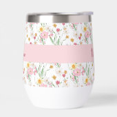 Pink Green Wildflower Watercolor Monogram Name (左面)