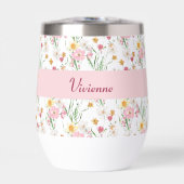 Pink Green Wildflower Watercolor Monogram Name (正面)