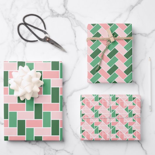 Pink Green Wrapping Paper Gift Wrap ラッピングペーパーシート (正面)