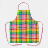 Pink Green Yellow Madras Plaid Design エプロン (正面)