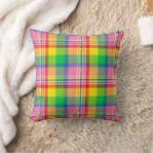 Pink Green Yellow Madras Plaid Design  クッション (ブランケット)