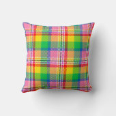 Pink Green Yellow Madras Plaid Design  クッション (裏面)