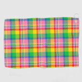 Pink Green Yellow Madras Plaid Design ゴルフタオル (横)