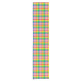Pink Green Yellow Madras Plaid Design  ショートテーブルランナー (正面)