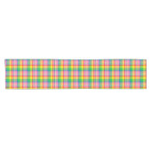 Pink Green Yellow Madras Plaid Design  ショートテーブルランナー (横)