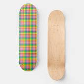 Pink Green Yellow Madras Plaid Design  スケートボード (正面)