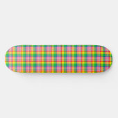 Pink Green Yellow Madras Plaid Design  スケートボード (横)