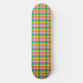 Pink Green Yellow Madras Plaid Design  スケートボード (正面)