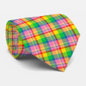 Pink Green Yellow Madras Plaid Design  ネクタイ (ロール)